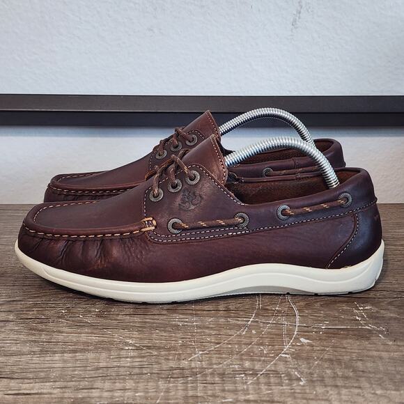SAS Decksider Men's Tripad Comfort Men's Slip-On Leather Loafers Shoes Sz 8 Wide - Picture 1 of 9